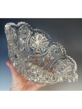 Antique Early 20th C. Cambridge Near Cut Pressed Clear Glass Bowl Edwardian Deco